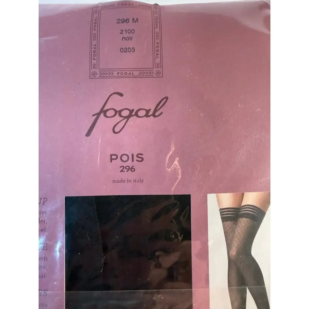 Fogal Pois Sheer Dot Stay-Up Stockings — Made in Italy — Size M — NIB